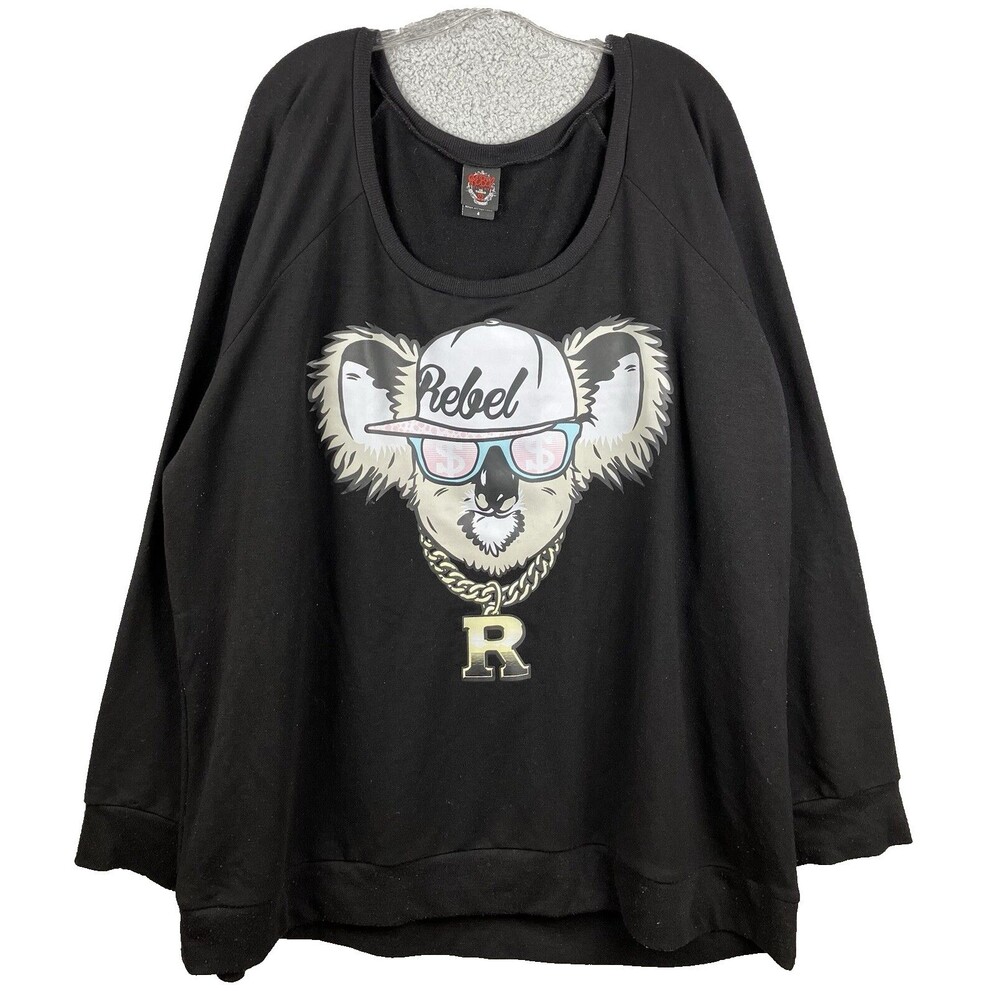 Torrid Long Sleeve Scoop T-Shirt Top Women's Sz 4 Koala Graphic by Rebel Wilson